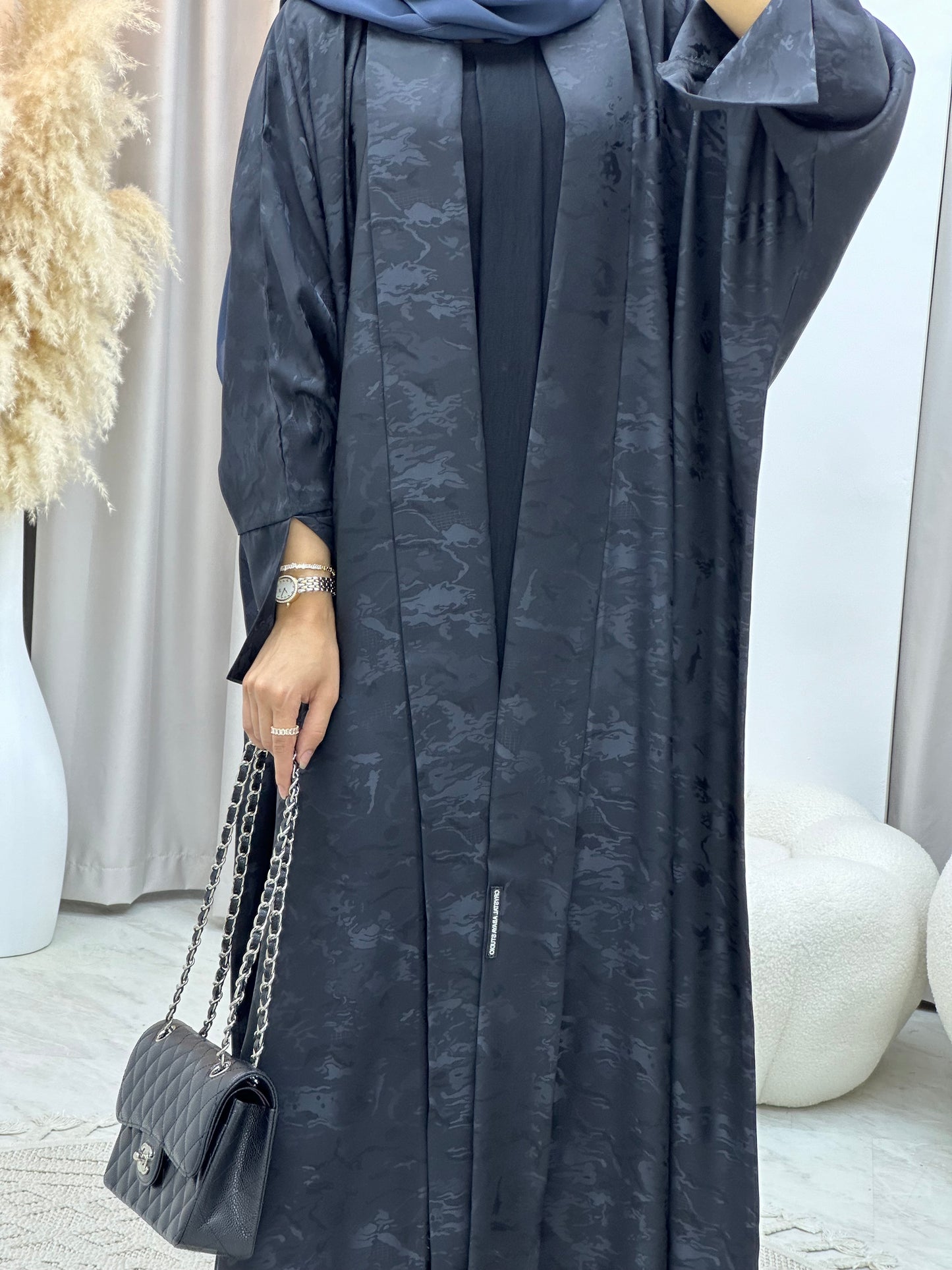 C 0158-03 Light Blue Camo Bisht Abaya