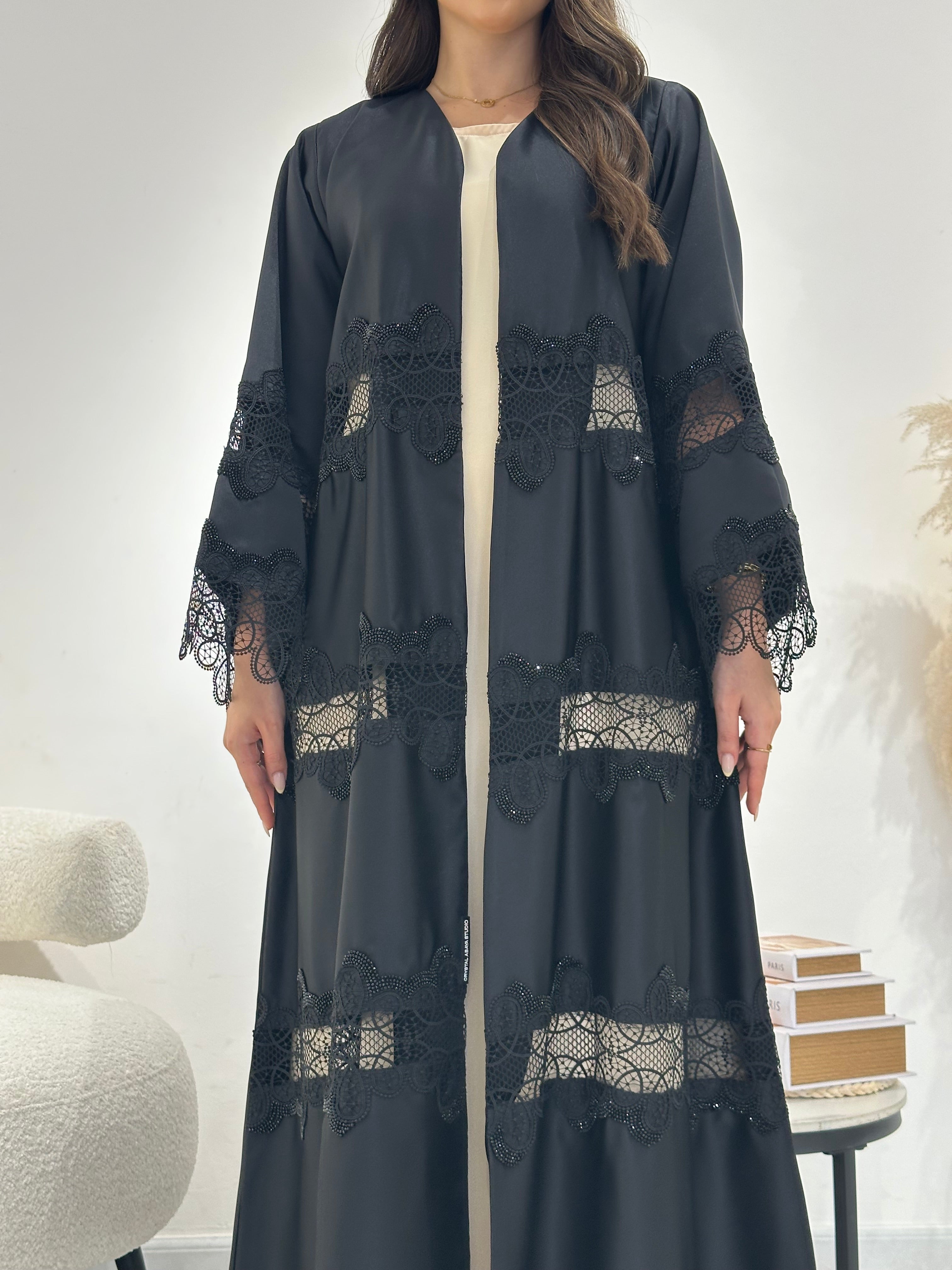 C 1316 Black Lace Abaya