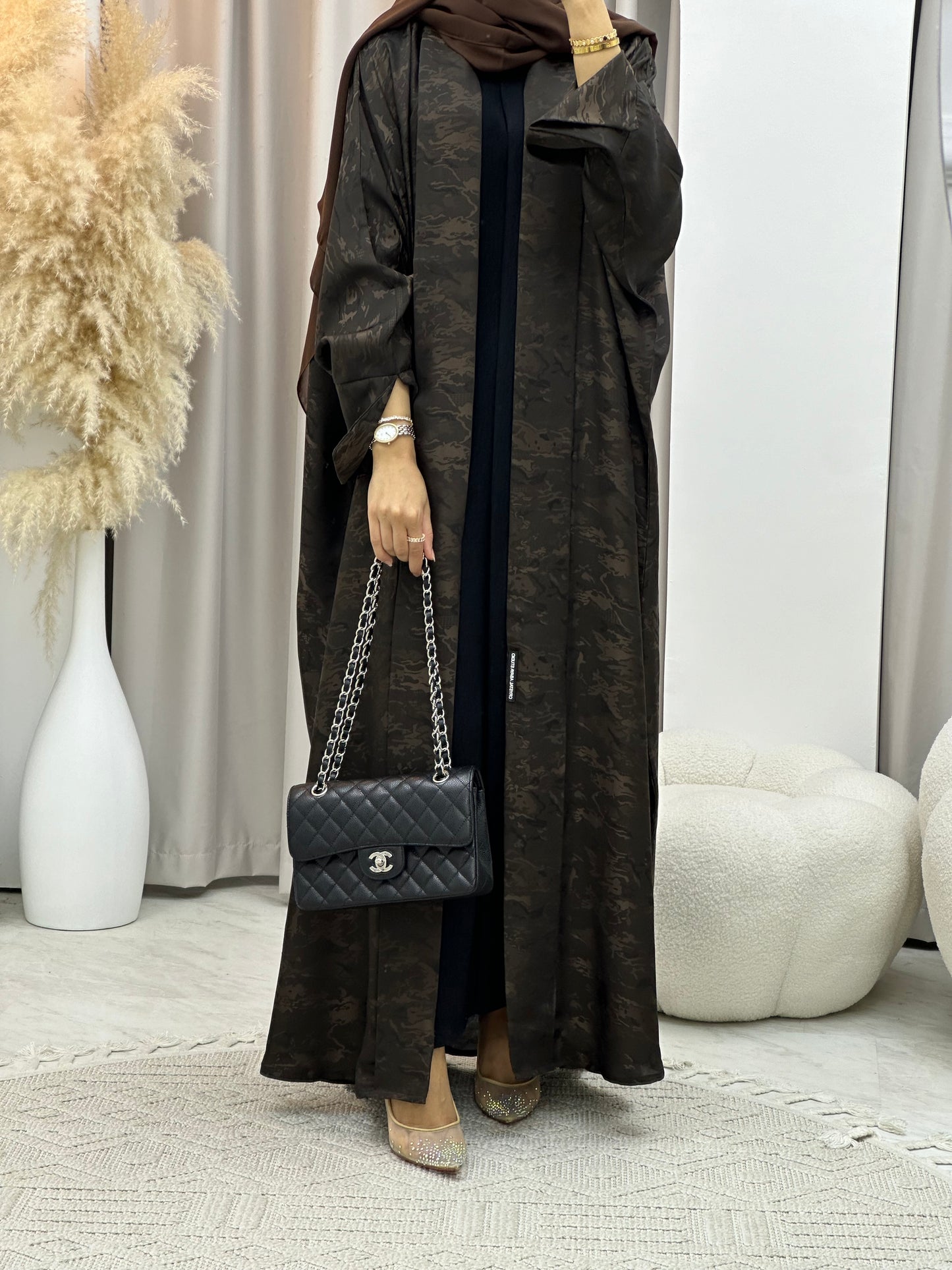 C 0158-04 Brown Camo Bisht Abaya