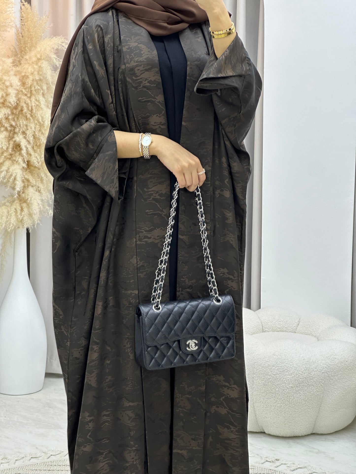 C 0158-04 Brown Camo Bisht Abaya