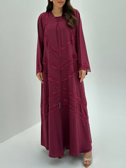 C 1807 Dark Fuchsia Lace Abaya