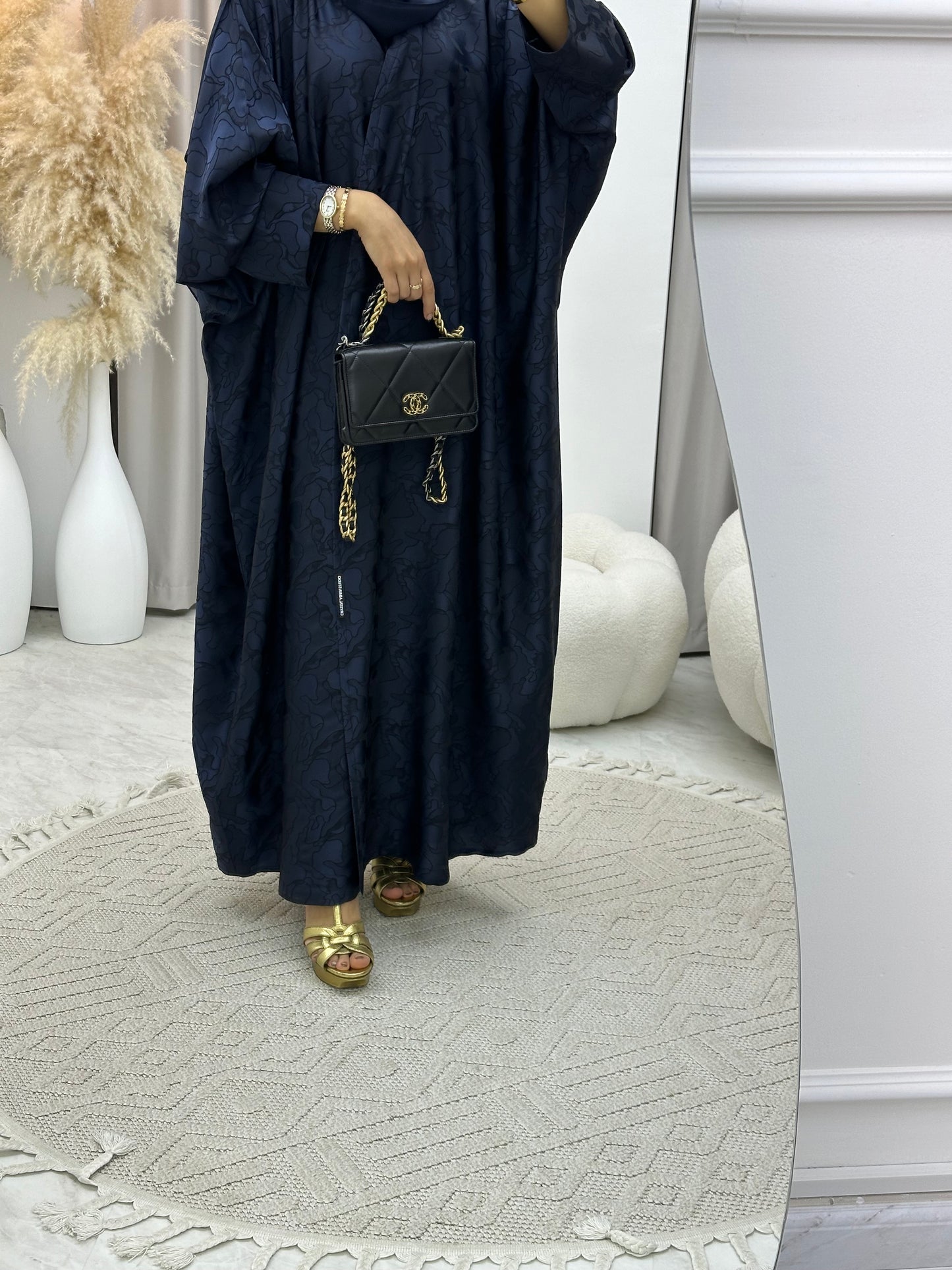 C 0159-05 Navy Blue Camo Bisht Abaya