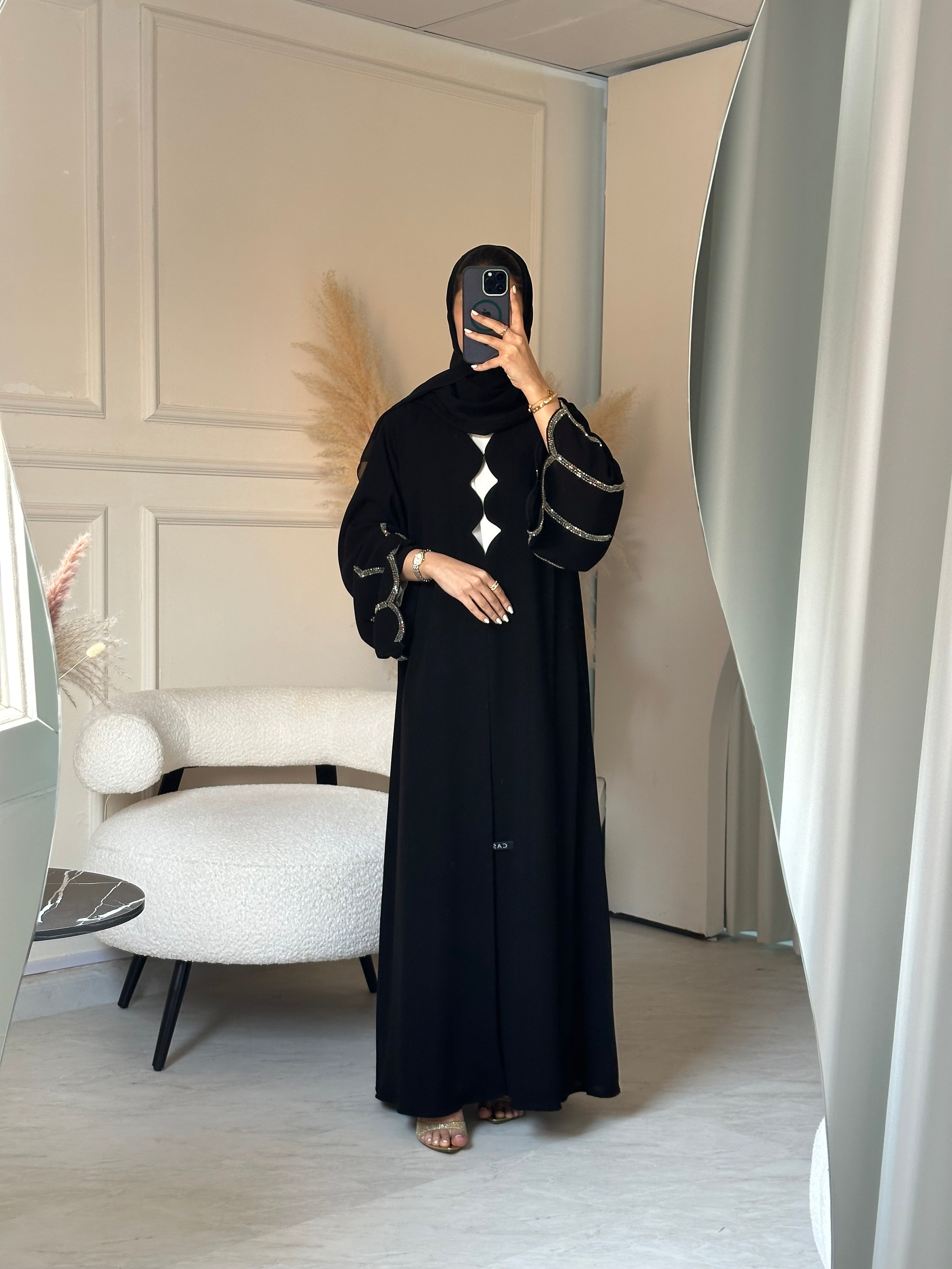 C 0862 Black Beaded Abaya