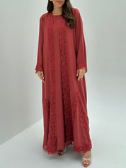 C 1808 Crimson Lace Abaya