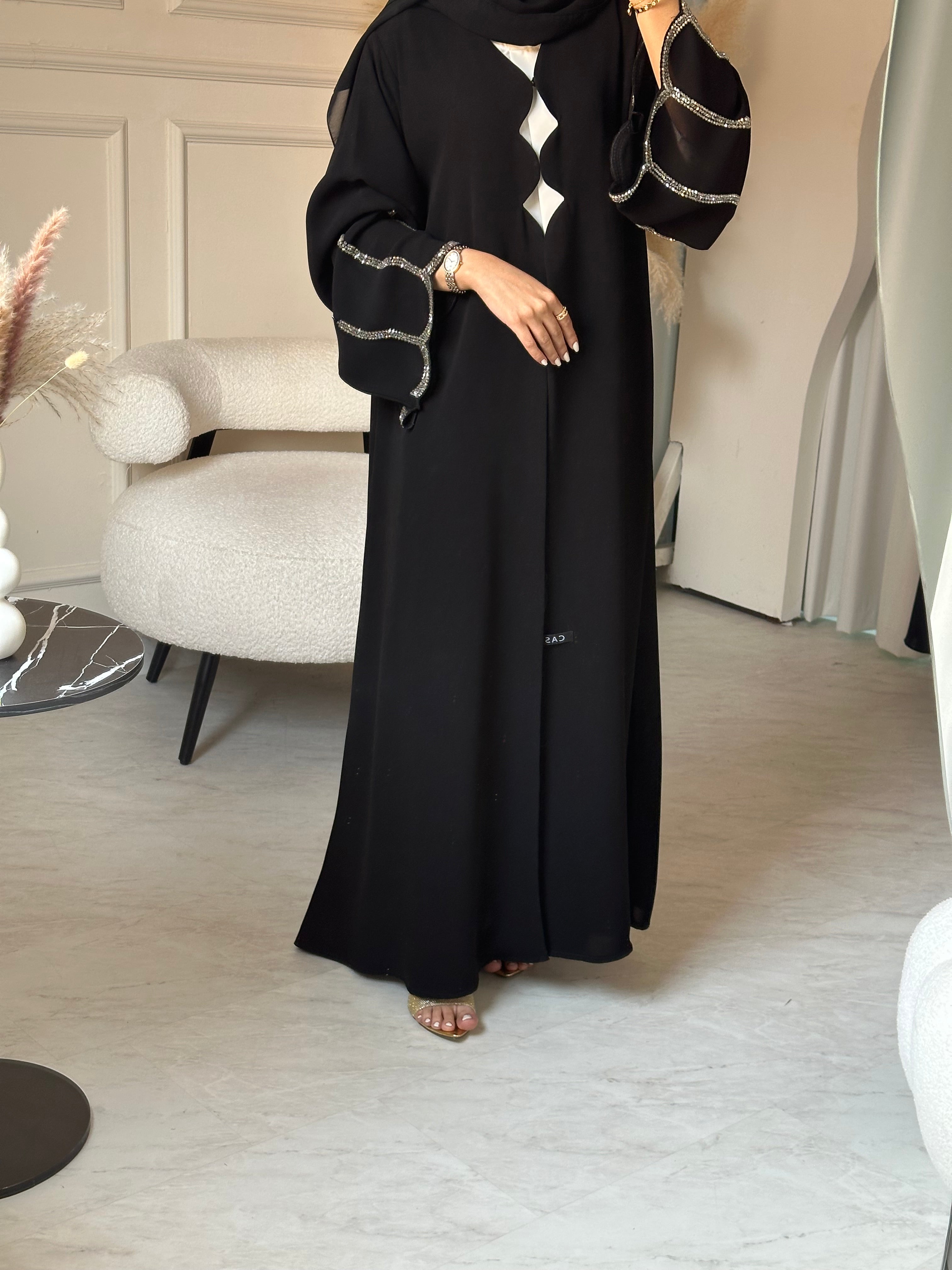 C 0862 Black Beaded Abaya