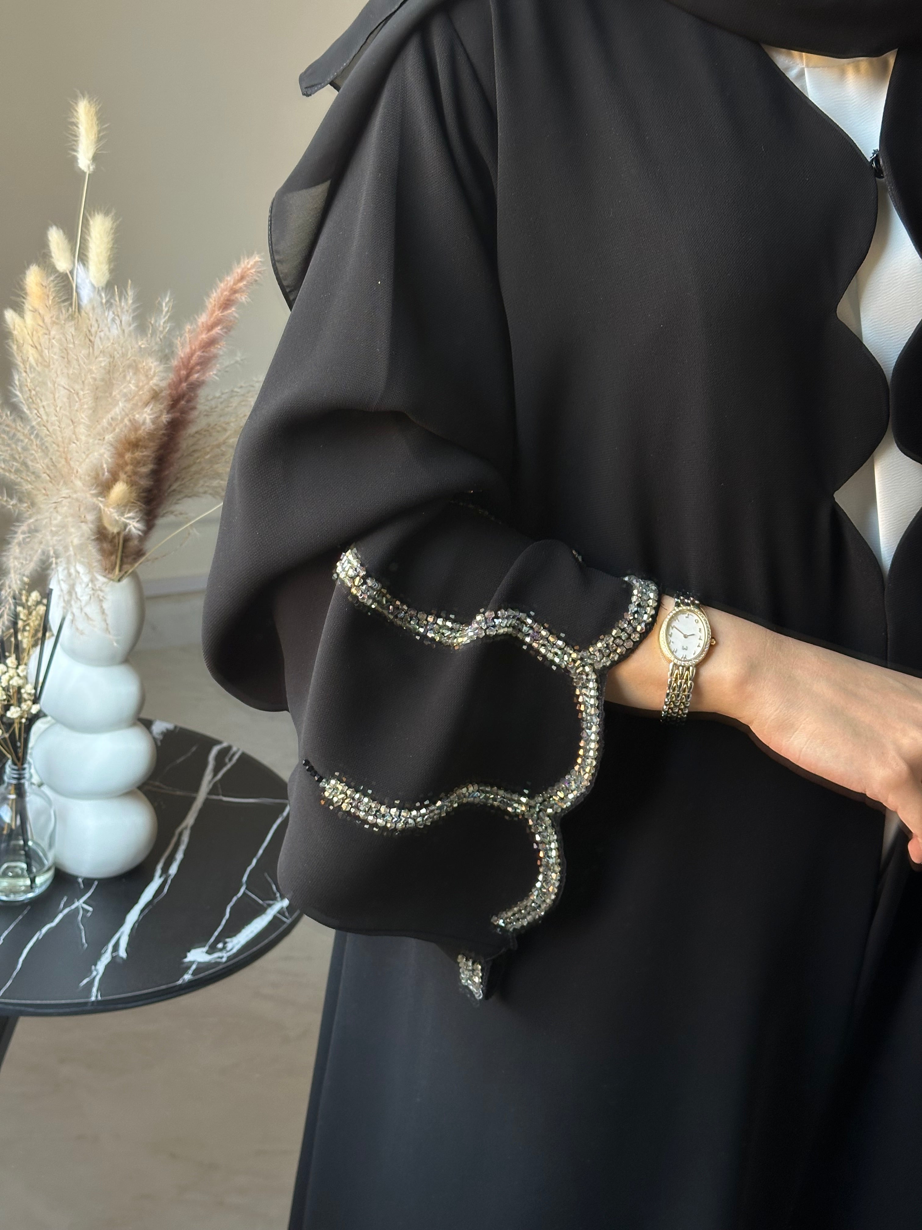 C 0862 Black Beaded Abaya