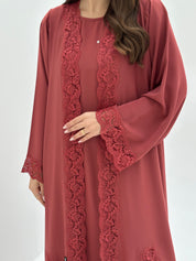C 1808 Crimson Lace Abaya