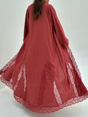 C 1808 Crimson Lace Abaya