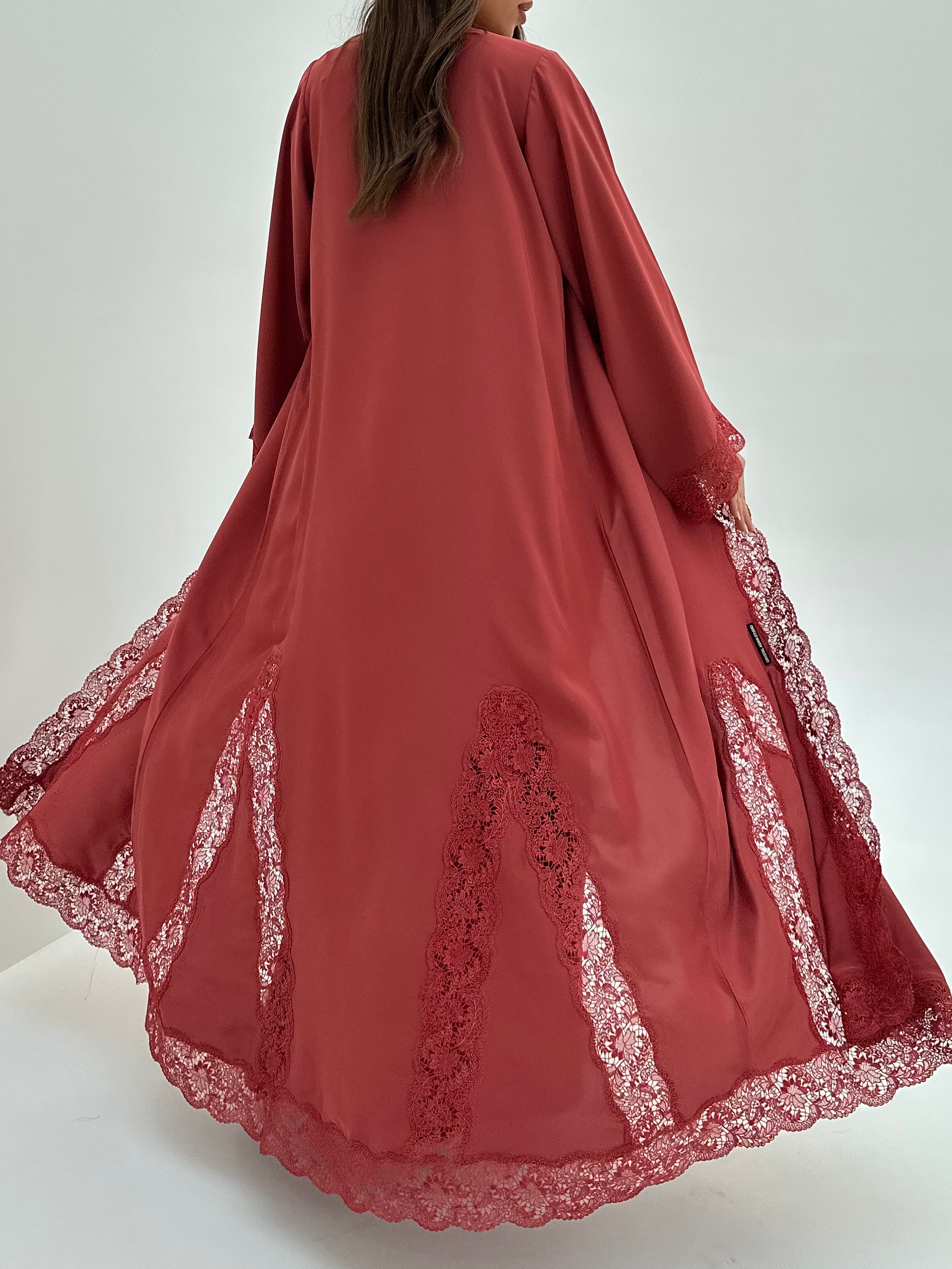 C 1808 Crimson Lace Abaya