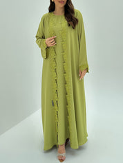 C 1809 Lime Green Lace Abaya