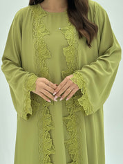C 1809 Lime Green Lace Abaya