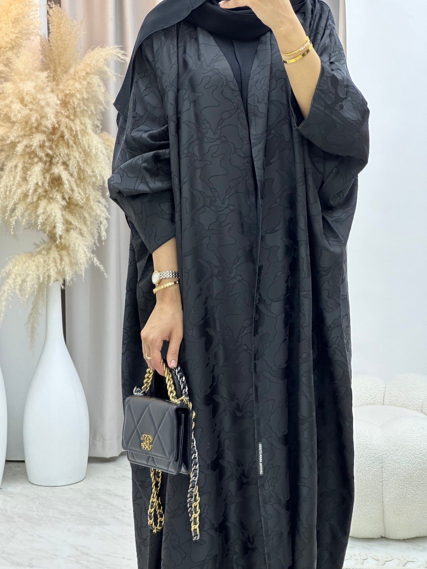 C 0159-01 Black Camo Bisht Abaya