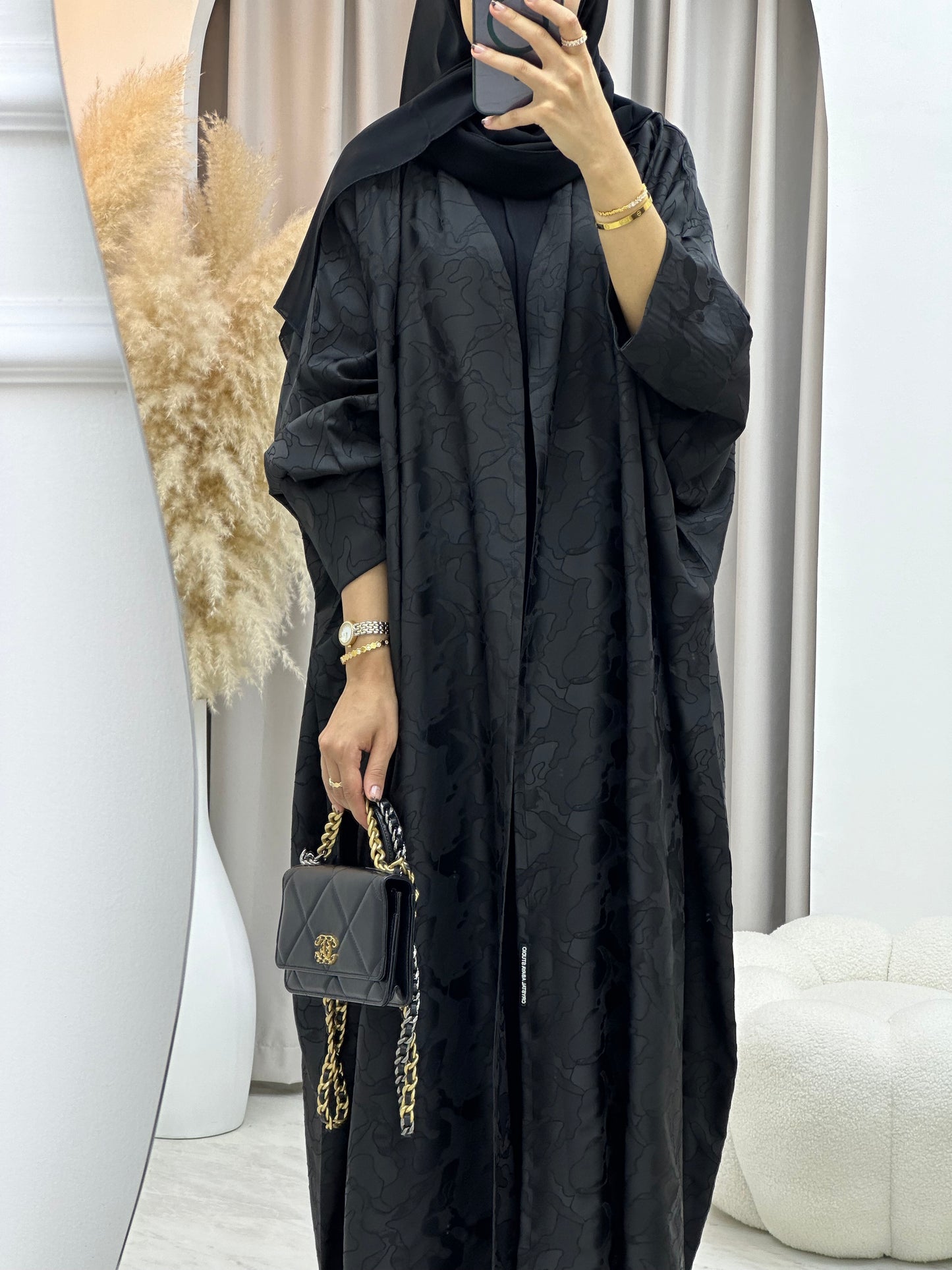 C 0159-01 Black Camo Bisht Abaya