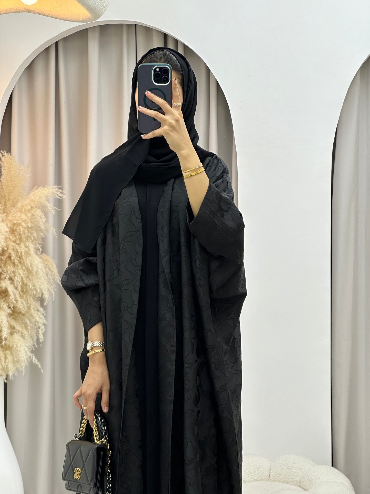 C 0159-01 Black Camo Bisht Abaya