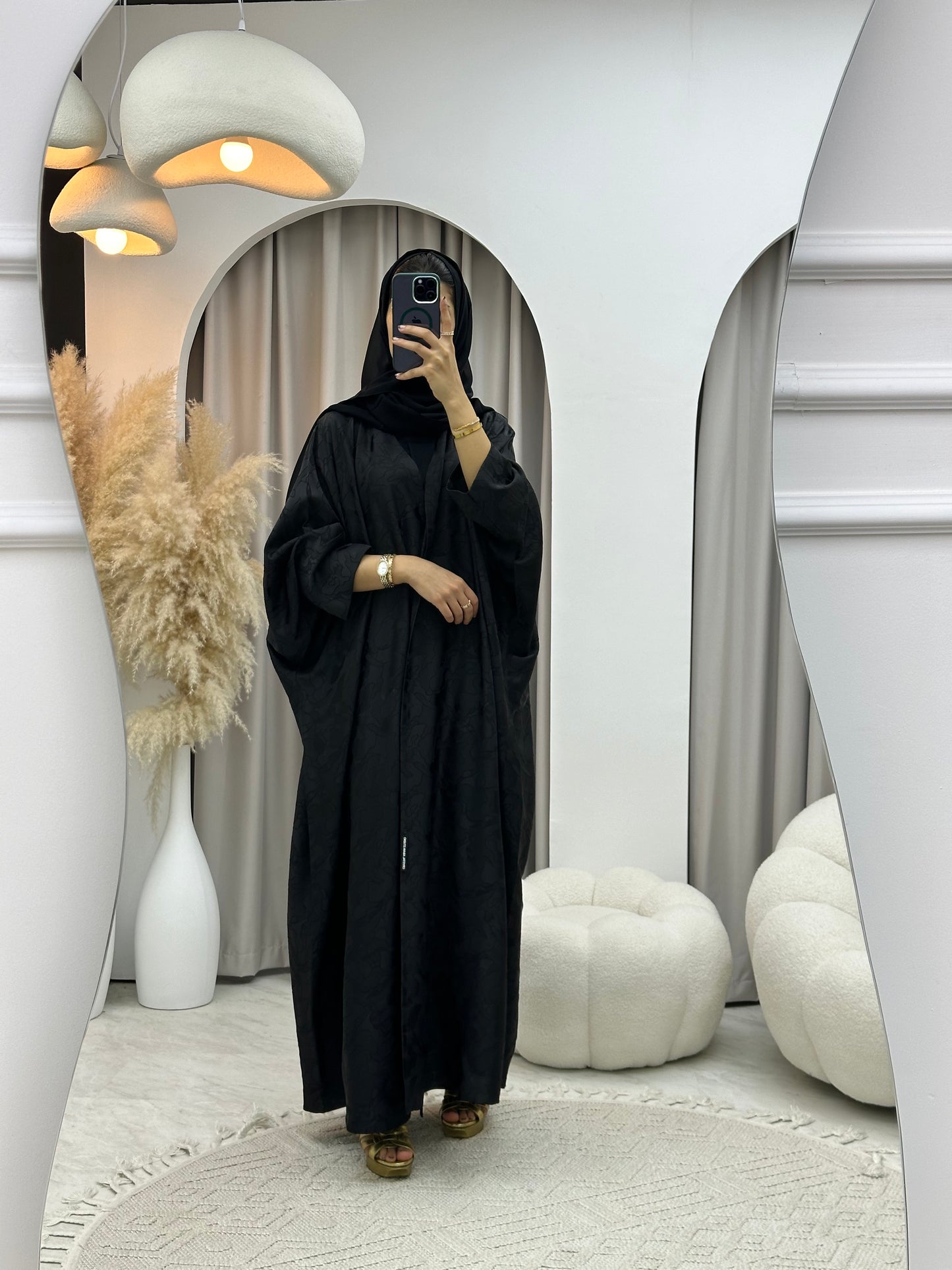 C 0159-01 Black Camo Bisht Abaya