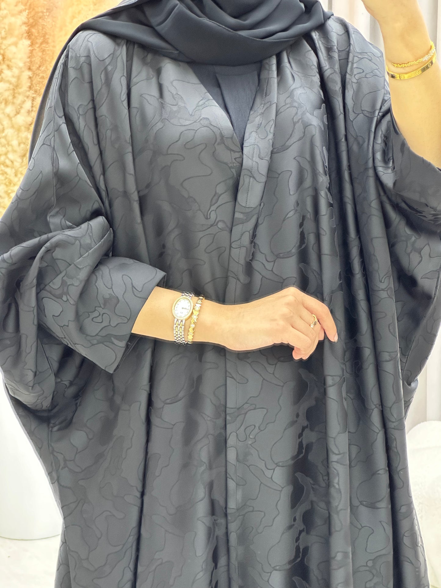 C 0159-01 Black Camo Bisht Abaya