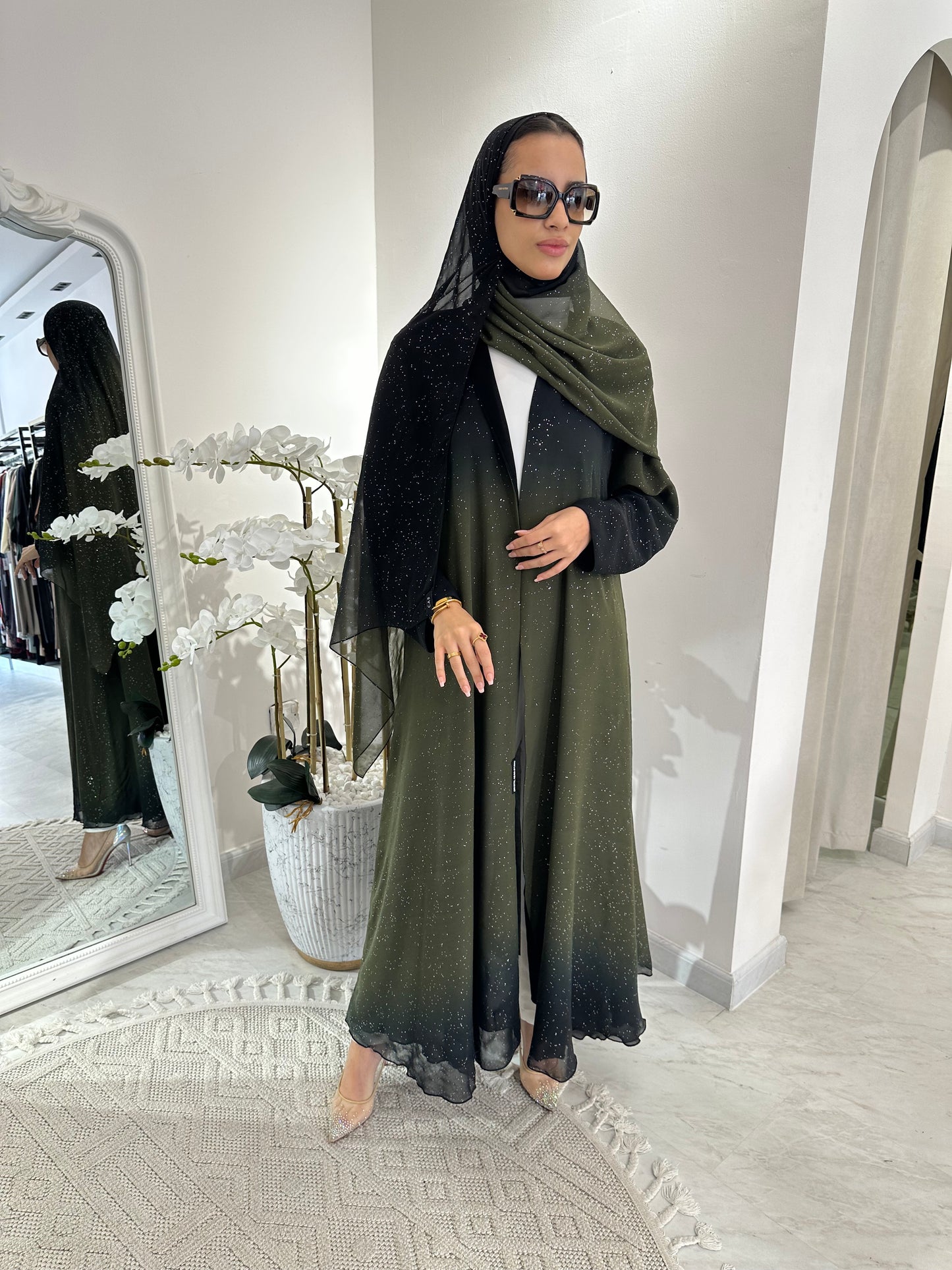 C Summer Green Shimmer Kloosh Abaya