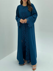 C 1810 Blue Crystal Lace Abaya