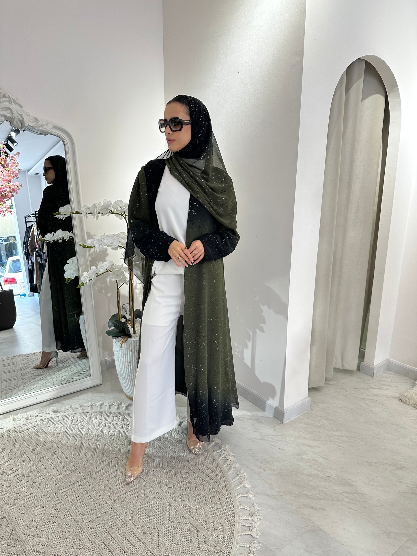 C Summer Green Shimmer Kloosh Abaya