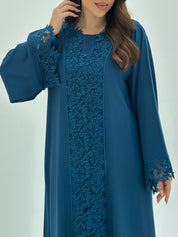 C 1810 Blue Crystal Lace Abaya