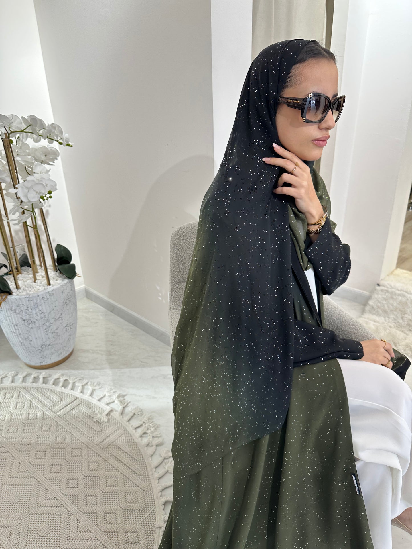 C Summer Green Shimmer Kloosh Abaya