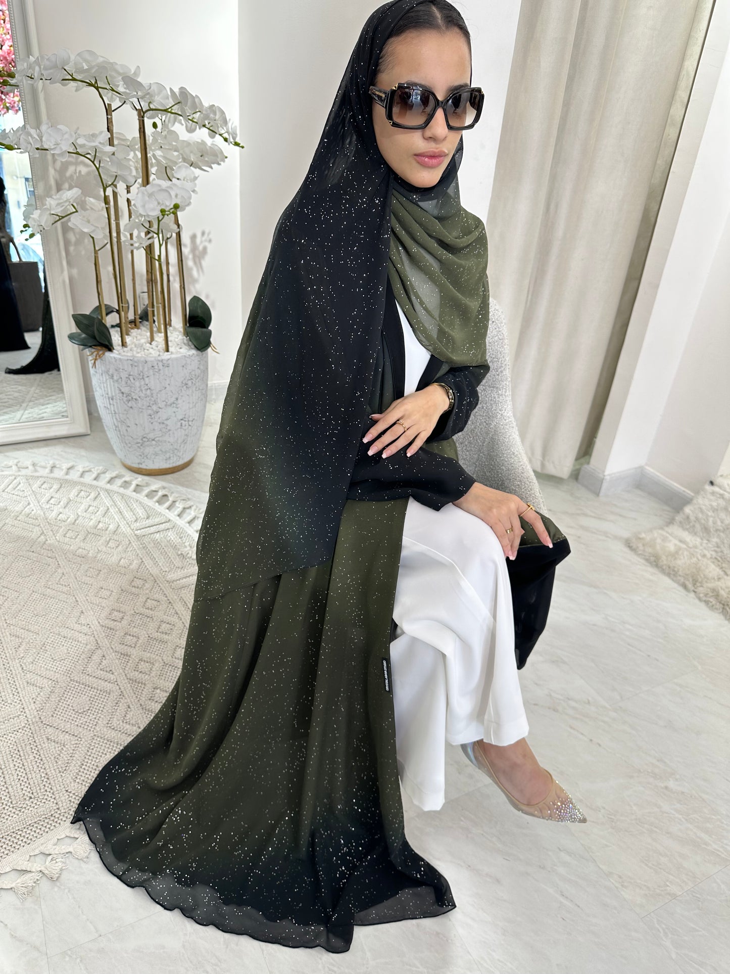 C Summer Green Shimmer Kloosh Abaya