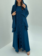 C 1810 Blue Crystal Lace Abaya