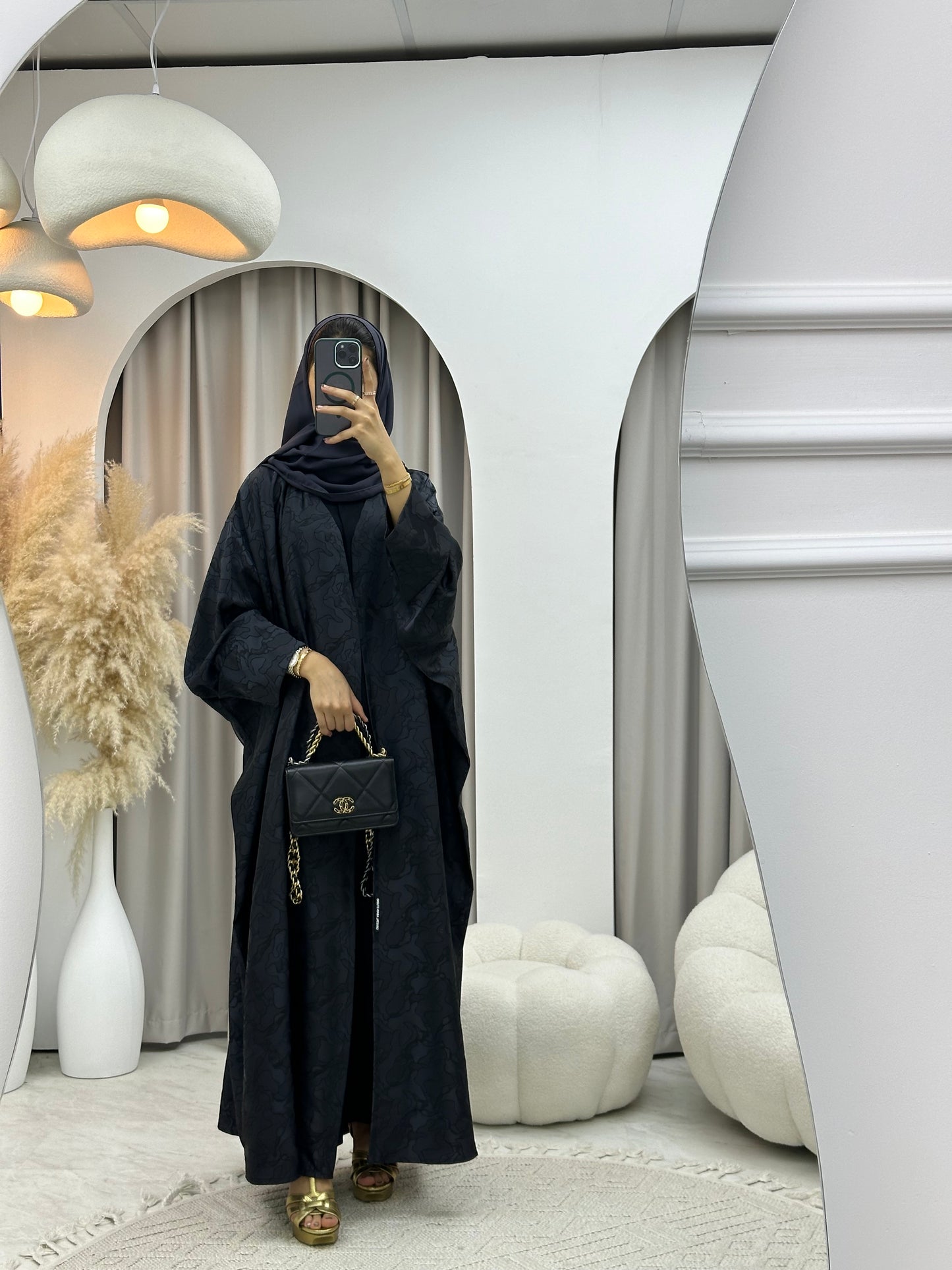 C 0159-03 Dark Grey Camo Bisht Abaya