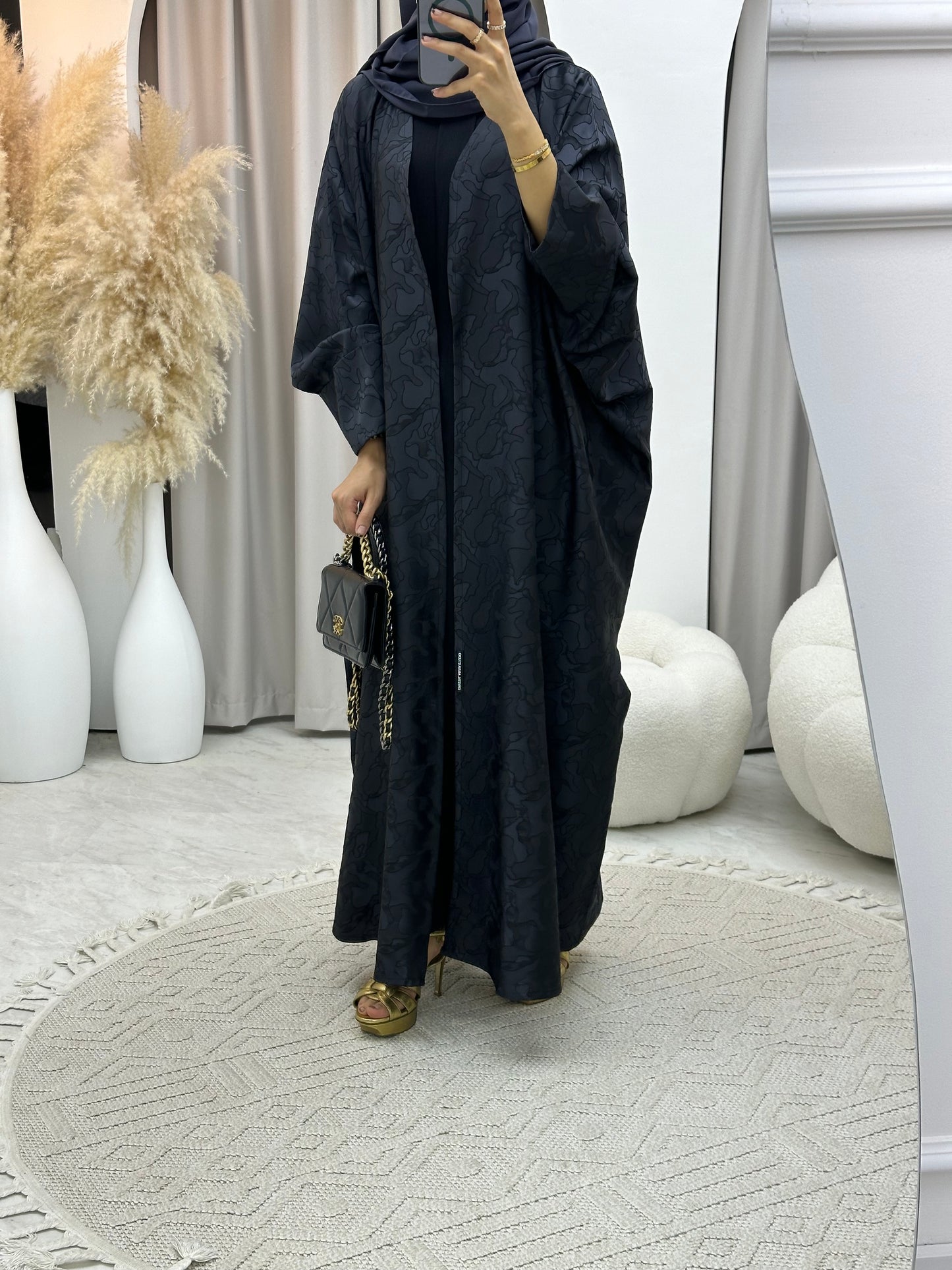 C 0159-03 Dark Grey Camo Bisht Abaya