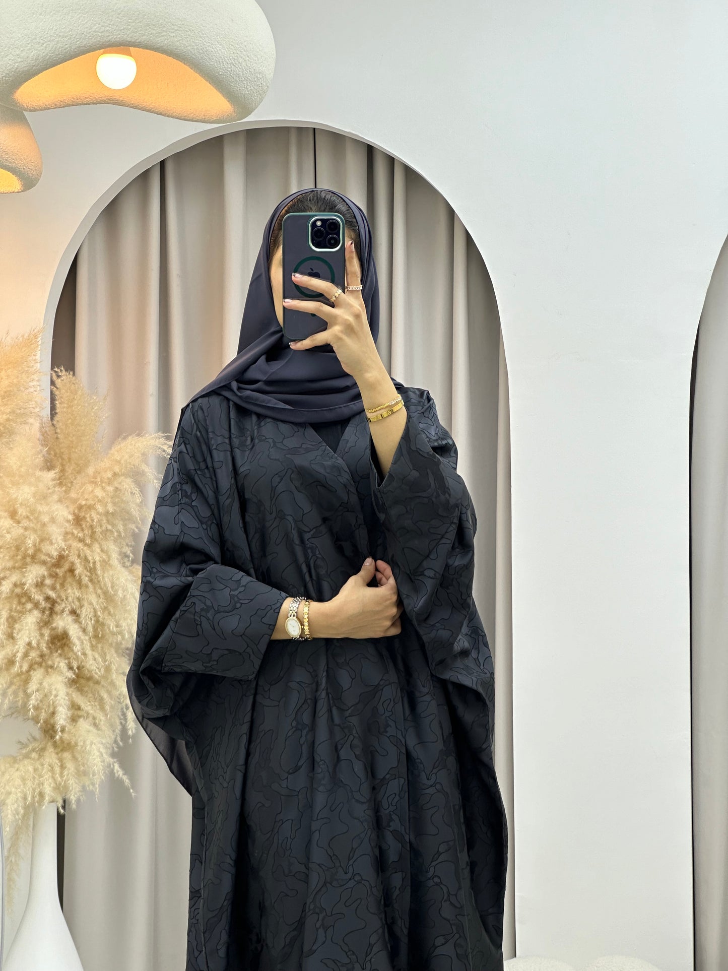 C 0159-03 Dark Grey Camo Bisht Abaya