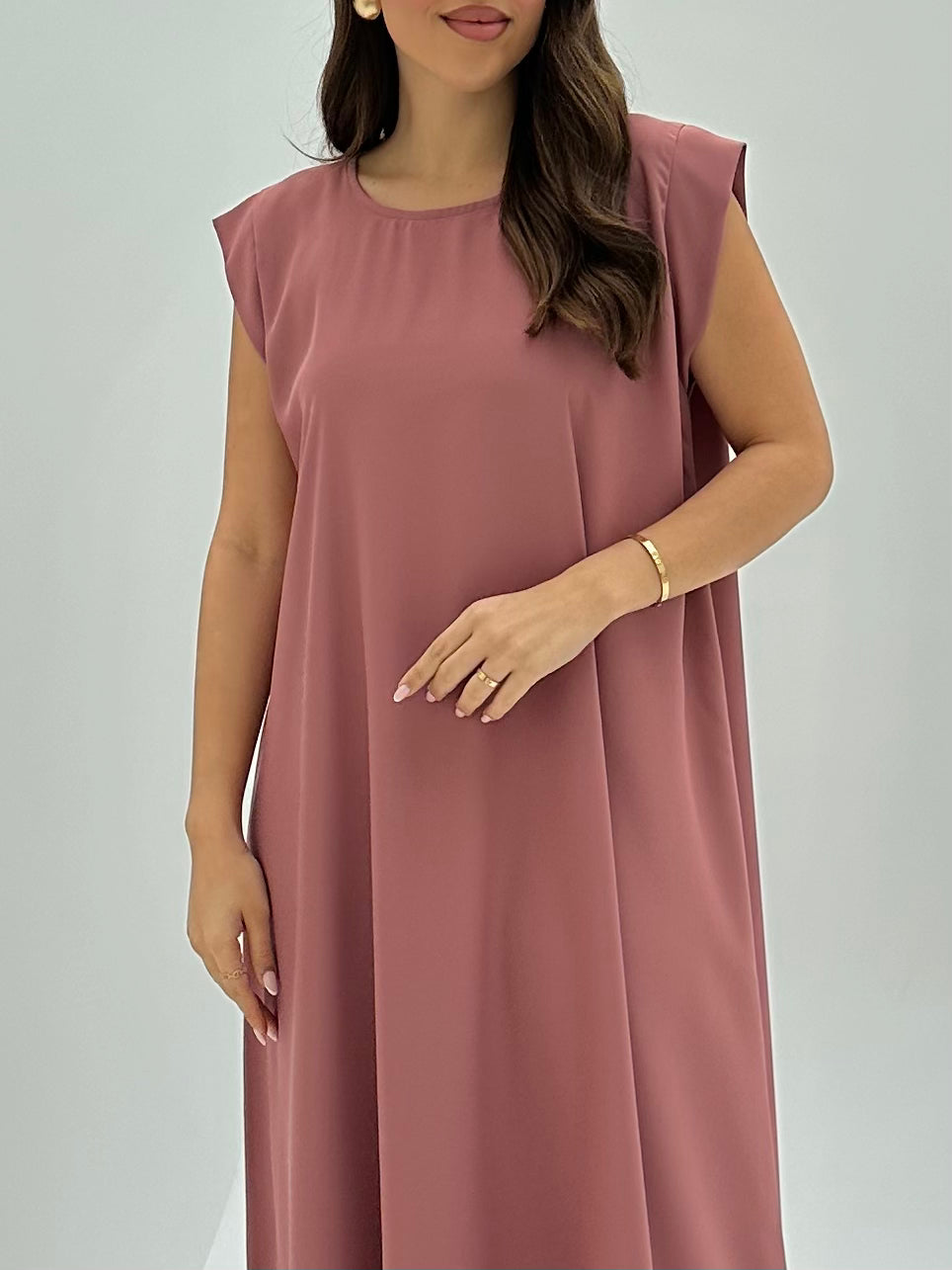 Blush Pink Under Abaya UAE | CAS Premium Crepe Dress – CAS Abaya