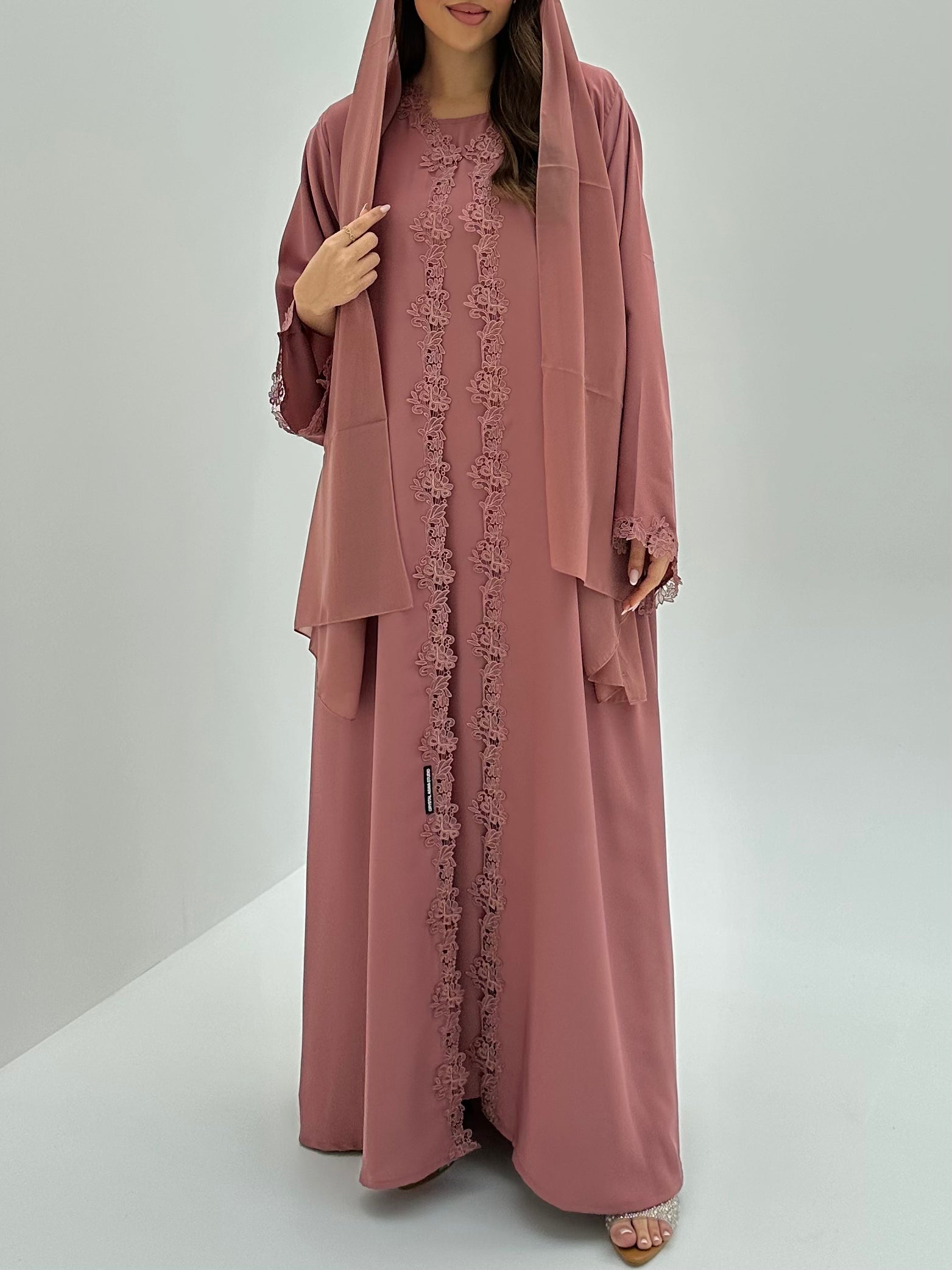C 1812 Blush Pink Lace Abaya