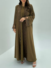 C 1813 Light Olive Lace Abaya