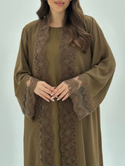 C 1813 Light Olive Lace Abaya