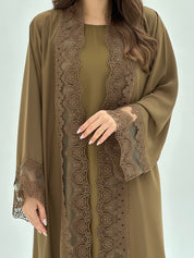 C 1813 Light Olive Lace Abaya