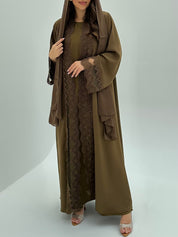 C 1813 Light Olive Lace Abaya