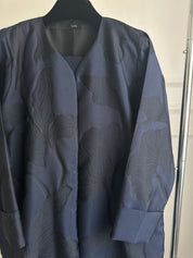 C 1080-03 Dark Blue Printed Abaya