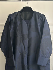 C 1080-03 Dark Blue Printed Abaya