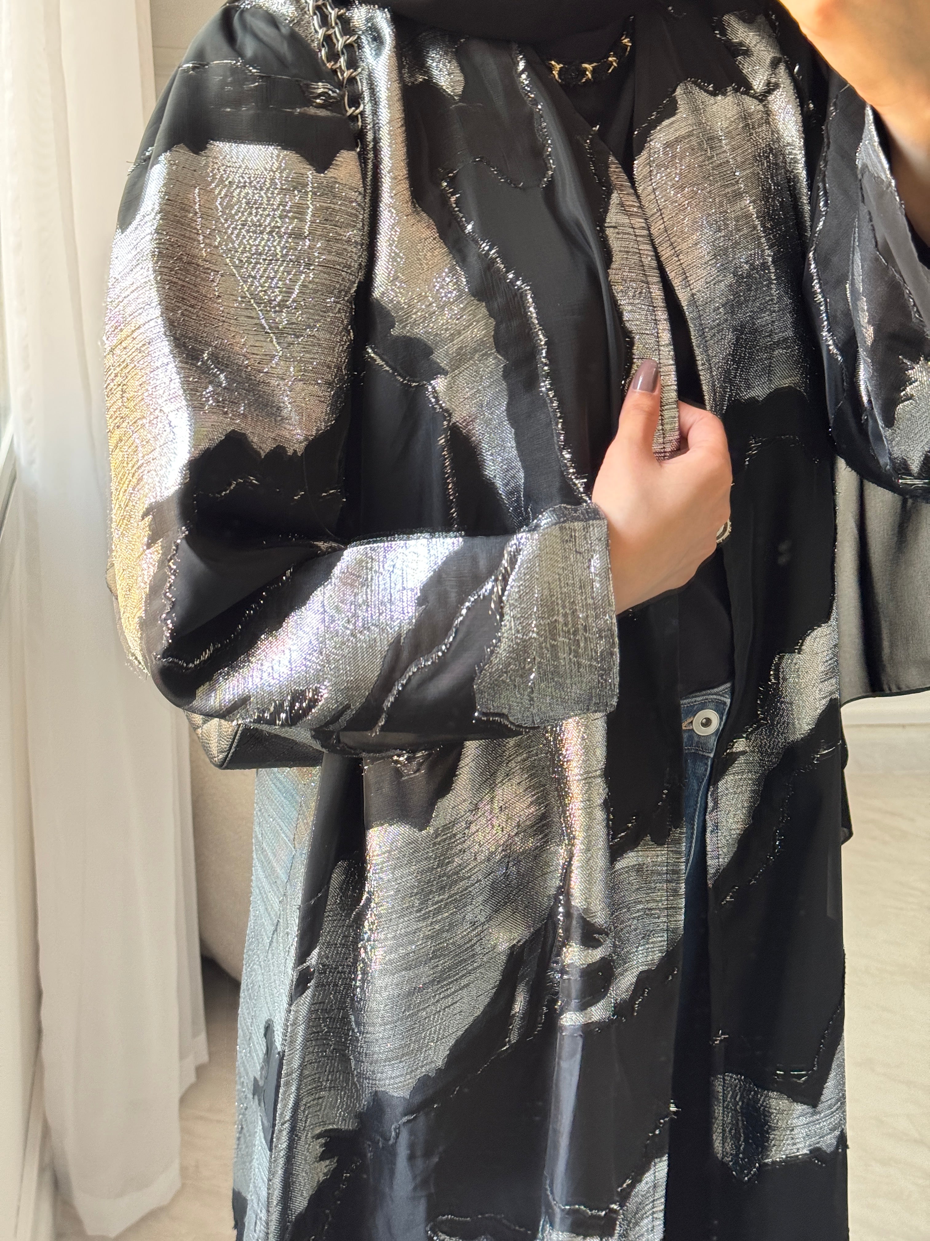 C 1457 Black Silver Abaya