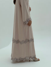 C 1814 Pastel Peach Lace Abaya
