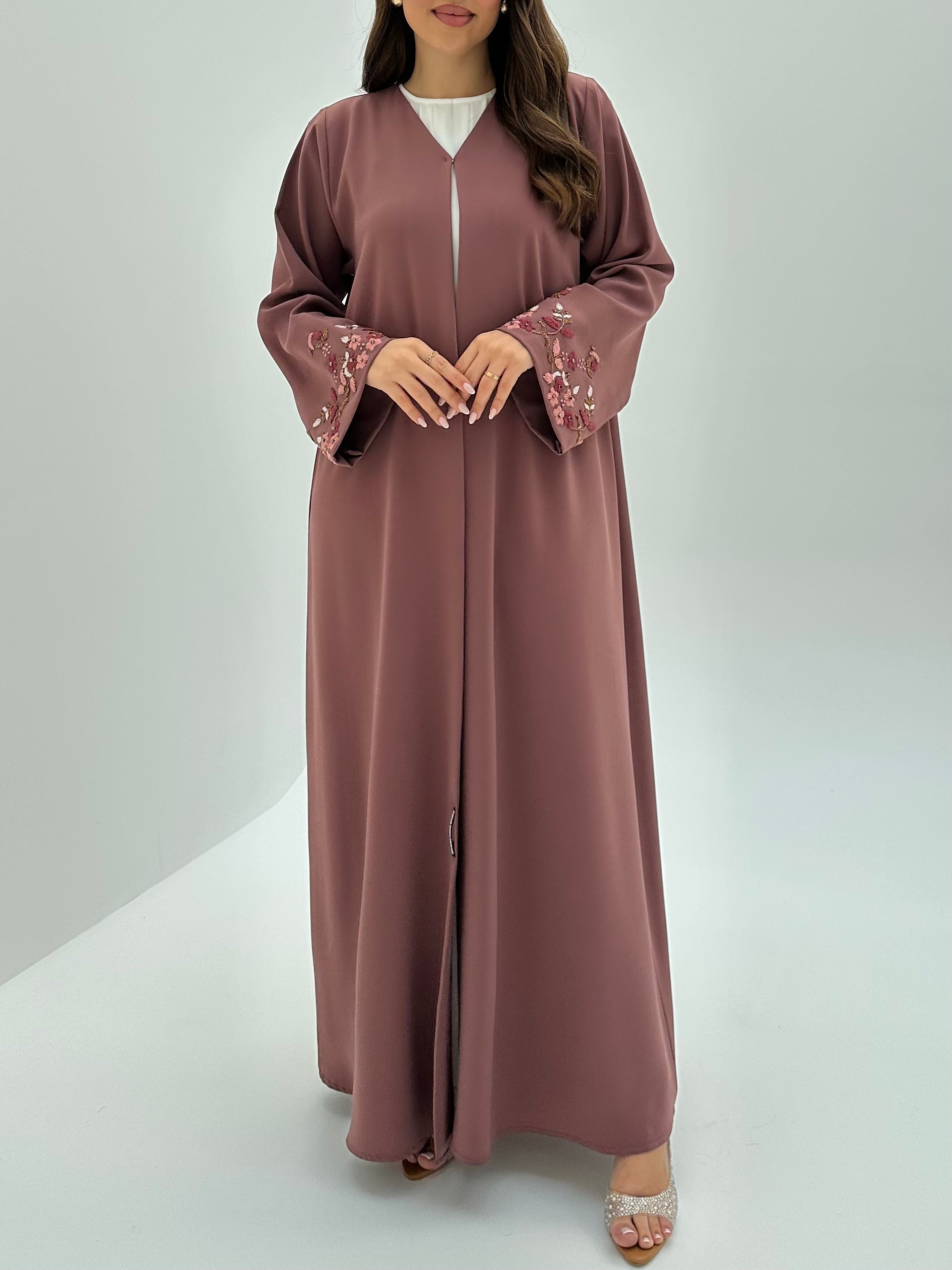 C 1818 Dusty Rose Embroidered Abaya