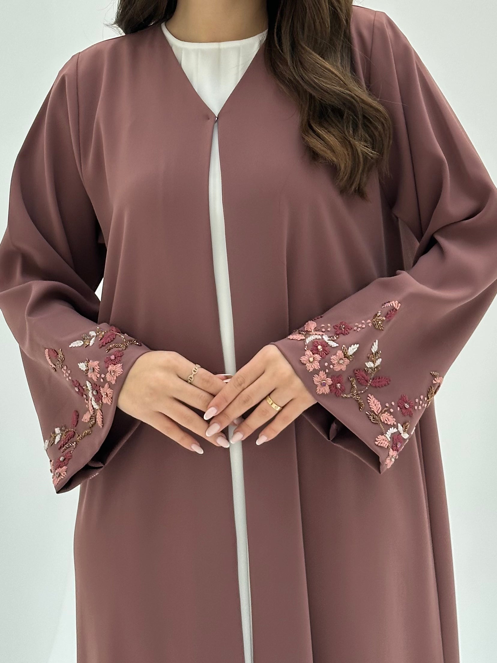 C 1818 Dusty Rose Embroidered Abaya