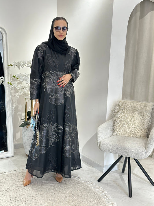 C 0345-03 Grey Organza Abaya