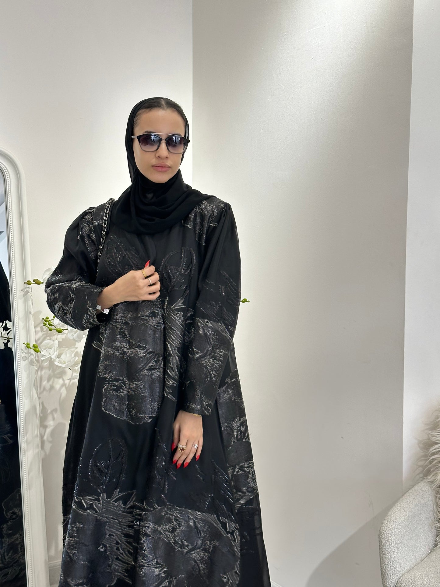 C 0345-03 Grey Organza Abaya