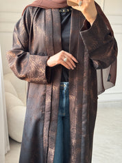 C 1464 Brown Printed Abaya