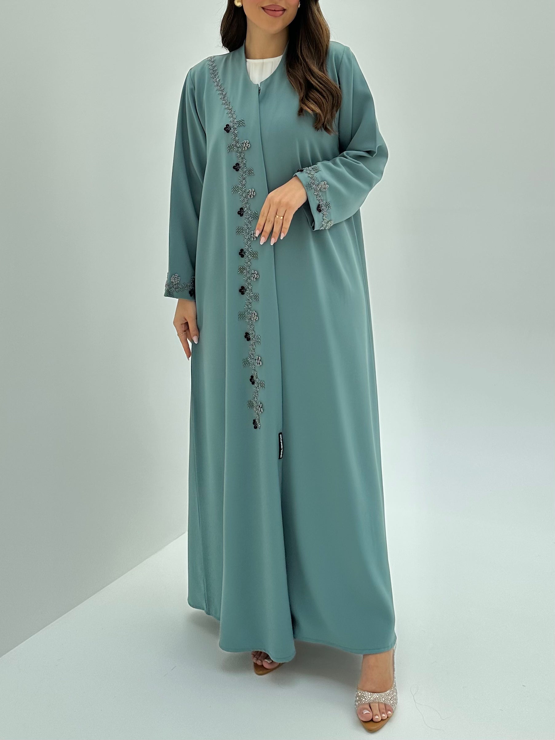 C 1819 Teal Beaded Abaya
