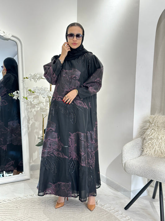 C 0345-04 Purple Organza Abaya