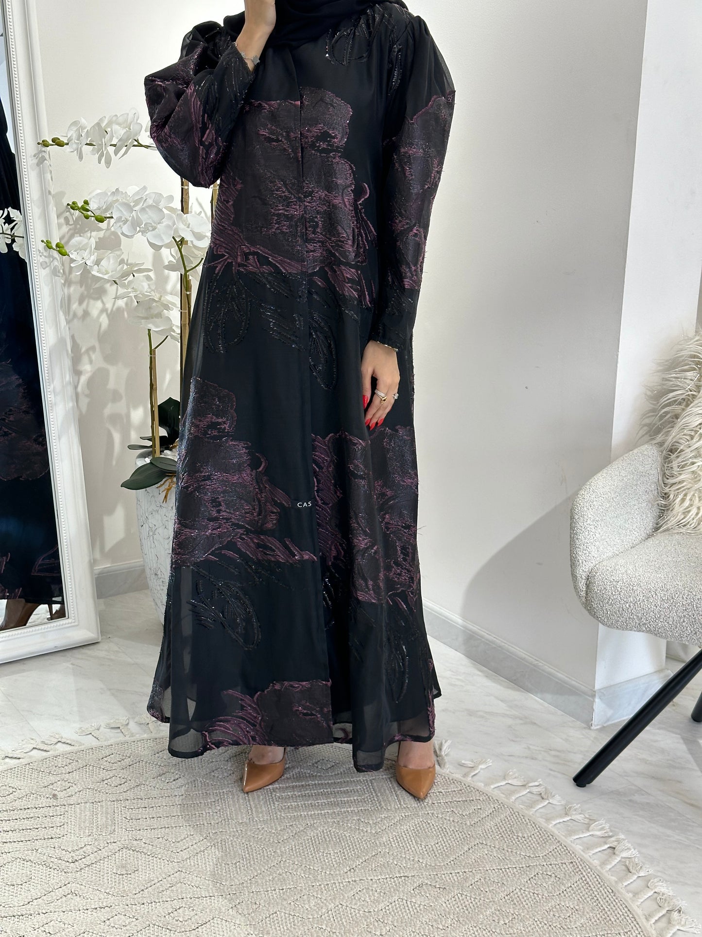 C 0345-04 Purple Organza Abaya