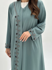 C 1819 Teal Beaded Abaya