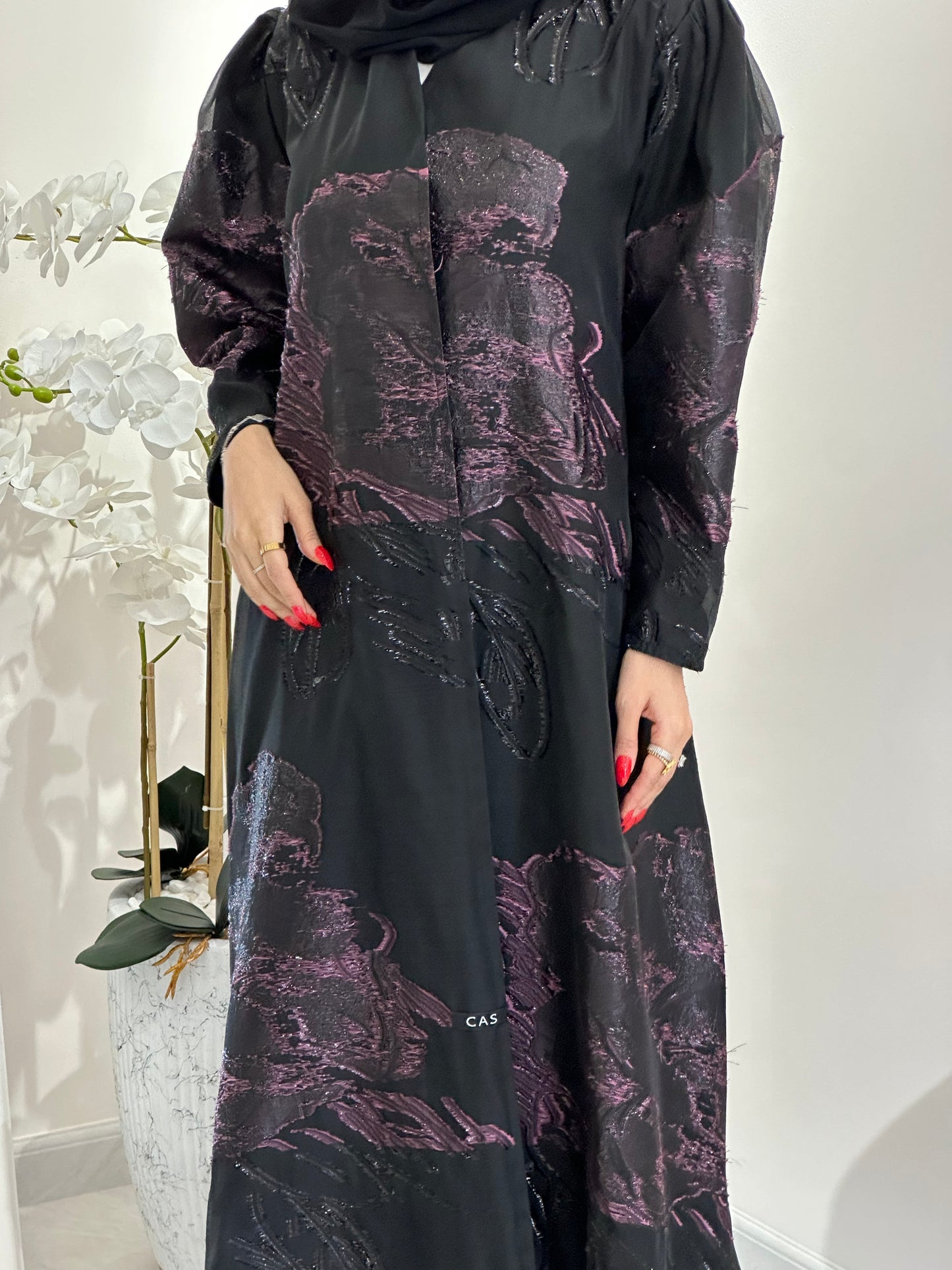 C 0345-04 Purple Organza Abaya